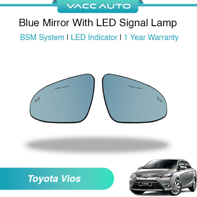 Blue Mirror with Long LED Strip Accessories Toyota Vios NCP150 2013-2018