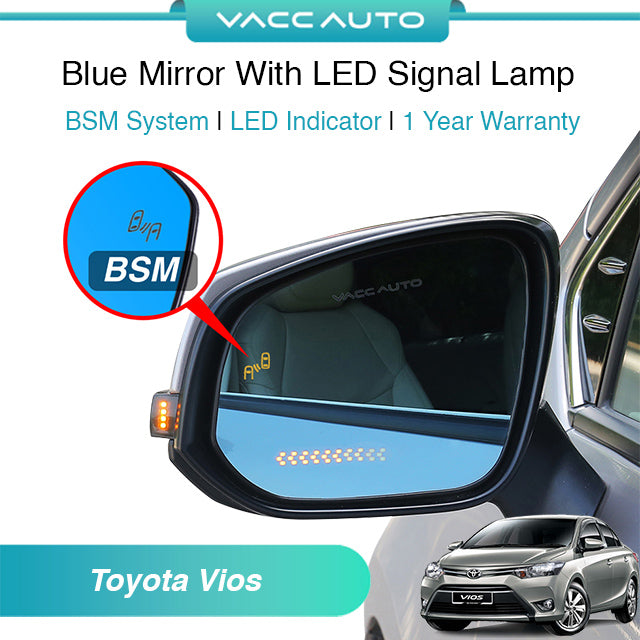 Blue Mirror with Long LED Strip Accessories Toyota Vios NCP150 2013-2018