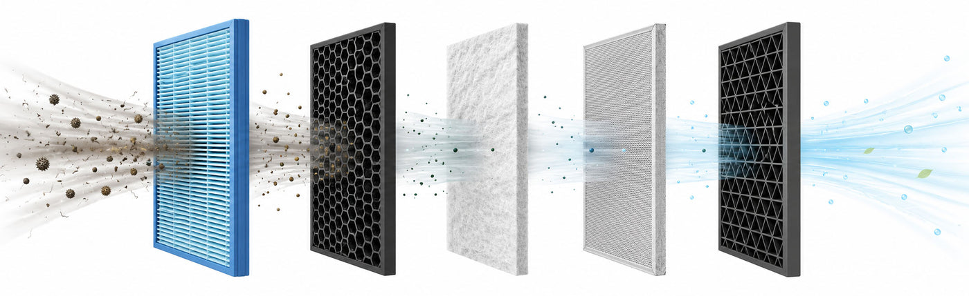 Multi-layer support for cleaner cabin air