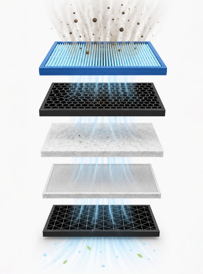 Multi-layer support for cleaner cabin air