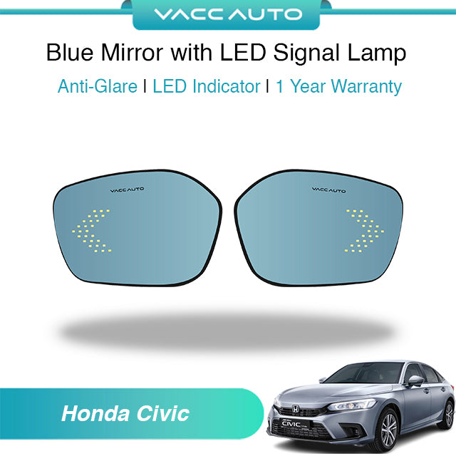 Blue Mirror with LED Arrow Style Accessories Honda Civic FE 2022-2026