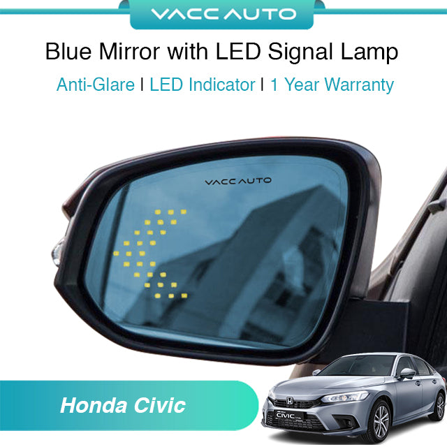 Blue Mirror with LED Arrow Style Accessories Honda Civic FE 2022-2026