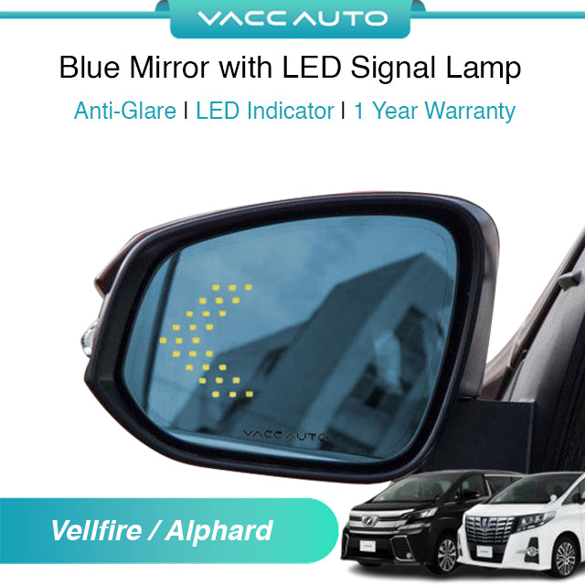 Blue Mirror with LED Arrow Style Accessories Toyota Alphard Vellfire AH30 ANH30 2015-2023