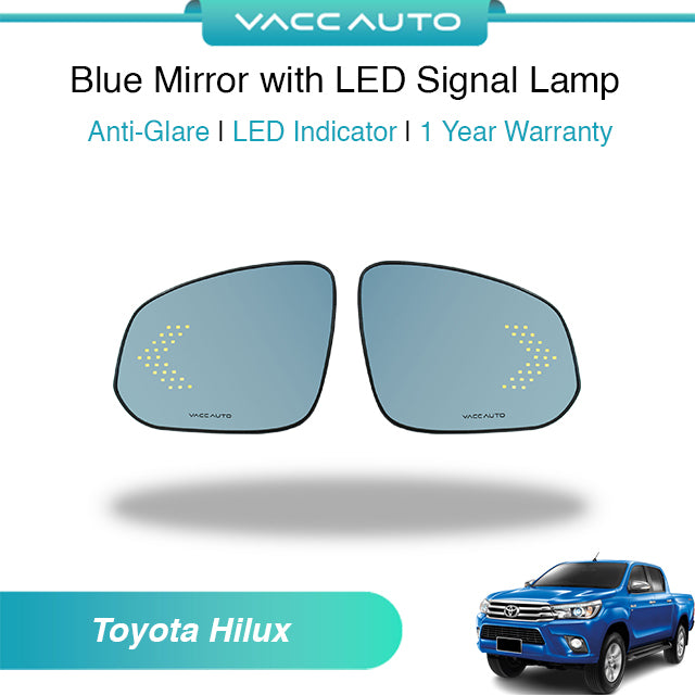 Blue Mirror with LED Arrow Style Accessories Toyota Hilux AN120 AN130 2015-2023