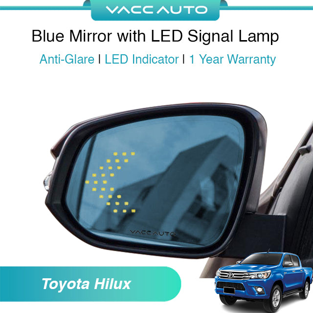 Blue Mirror with LED Arrow Style Accessories Toyota Hilux AN120 AN130 2015-2023