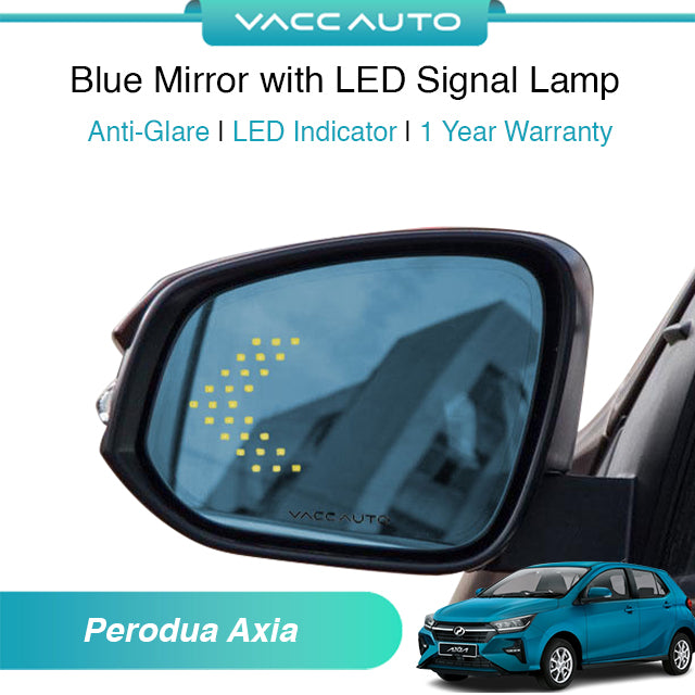 Blue Mirror with LED Arrow Style Accessories Perodua Axia A300 2023-2026