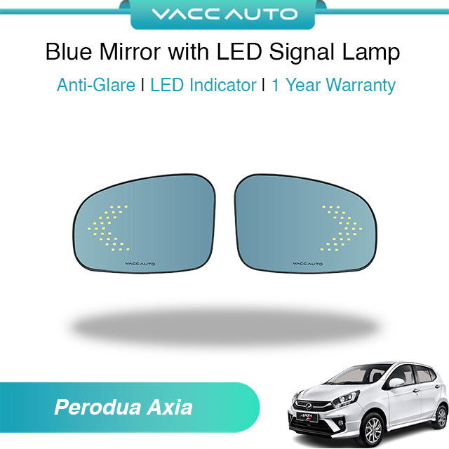 Blue Mirror with LED Arrow Style Accessories Perodua Axia B200 2014-2022