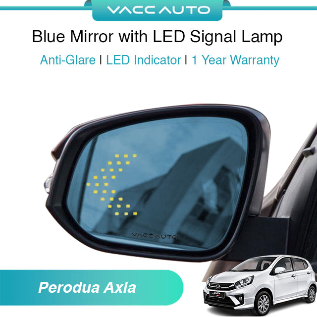 Blue Mirror with LED Arrow Style Accessories Perodua Axia B200 2014-2022