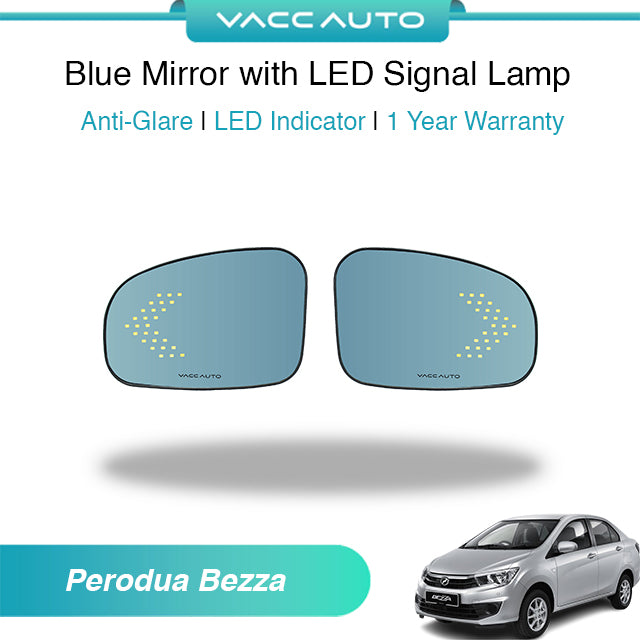 Blue Mirror with LED Arrow Style Accessories Perodua Bezza 2016-2026