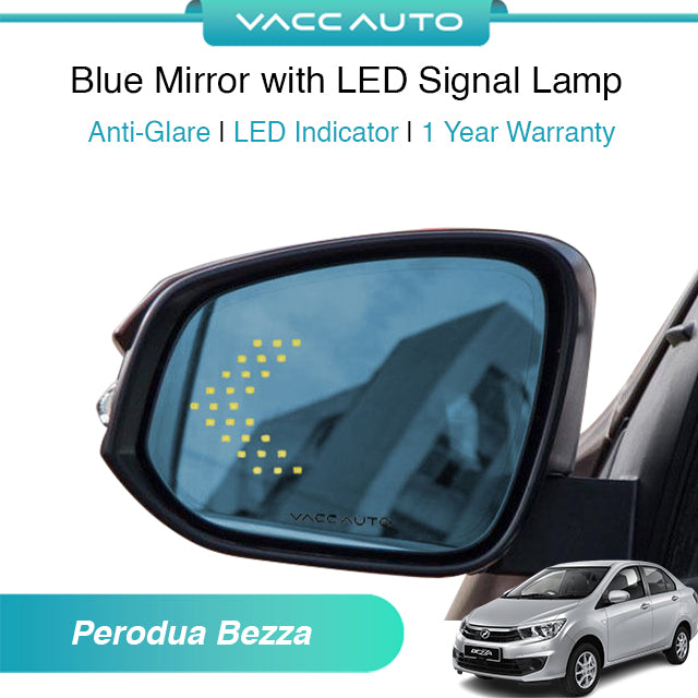 Blue Mirror with LED Arrow Style Accessories Perodua Bezza 2016-2026