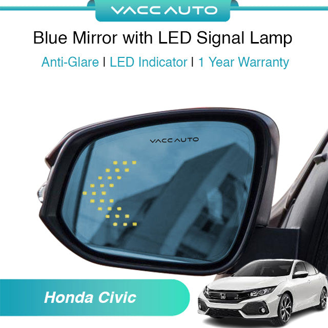 Blue Mirror with LED Arrow Style Accessories Honda Civic FC 2016-2021