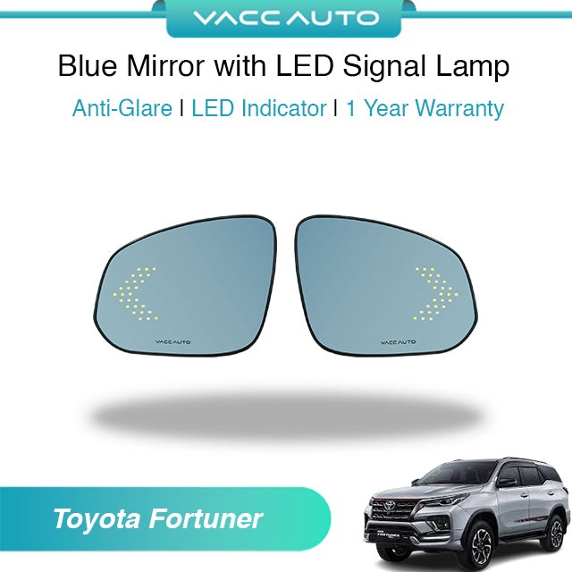 Blue Mirror with LED Arrow Style Accessories Toyota Fortuner AN150 AN160 2015-2023