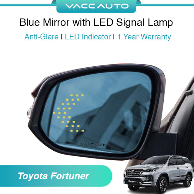 Blue Mirror with LED Arrow Style Accessories Toyota Fortuner AN150 AN160 2015-2023