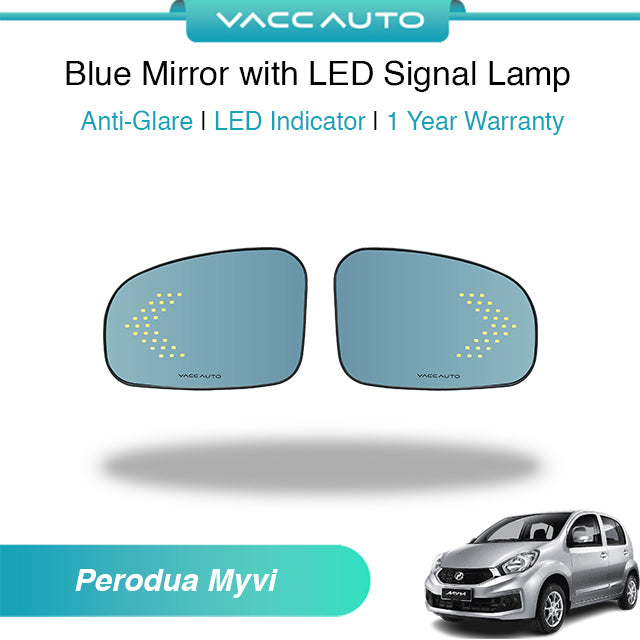 Blue Mirror with LED Arrow Style Accessories Perodua Myvi M600 2011-2016