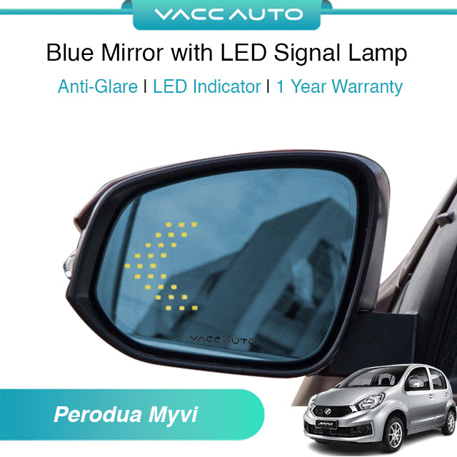 Blue Mirror with LED Arrow Style Accessories Perodua Myvi M600 2011-2016