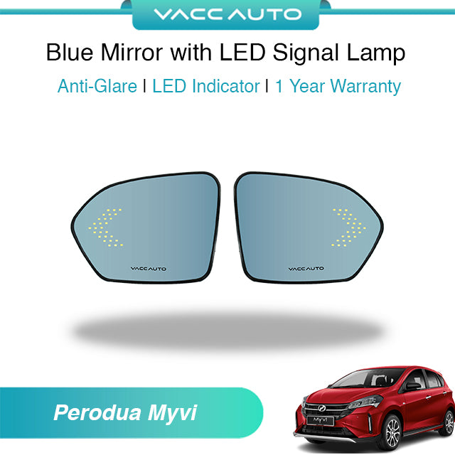 Blue Mirror with LED Arrow Style Accessories Perodua Myvi M800 2018-2023