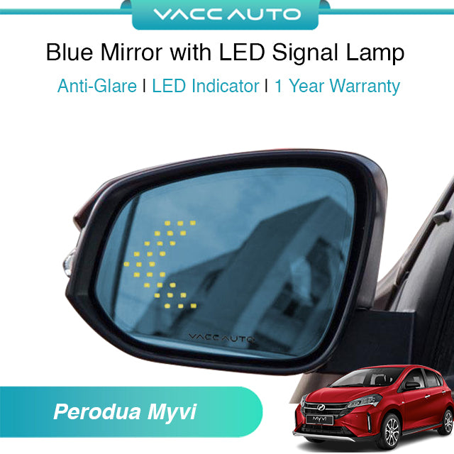 Blue Mirror with LED Arrow Style Accessories Perodua Myvi M800 2018-2023