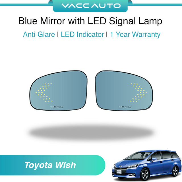 Blue Mirror with LED Arrow Style Accessories Toyota Wish AE20 2009-2026