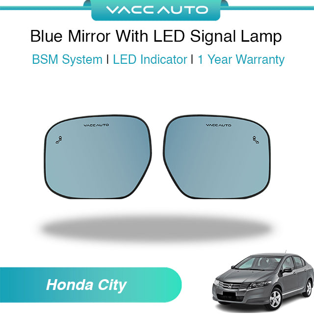 Blue Mirror with Long LED Strip Accessories Honda City GM2 GM3 5th 2008-2013
