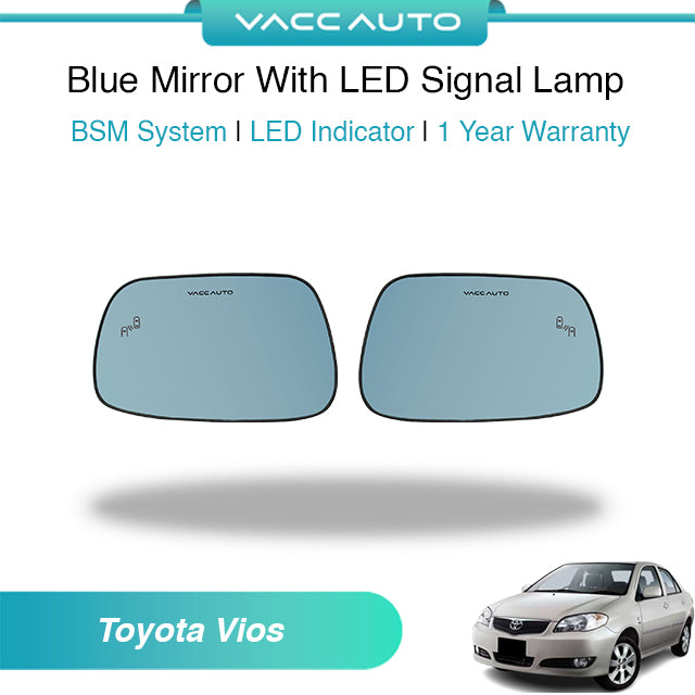 Blue Mirror with Long LED Strip Accessories Toyota Vios NCP42 2003-2006