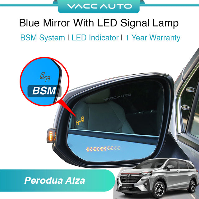 Blue Mirror with Long LED Strip Accessories Perodua Alza W150 2022-2026