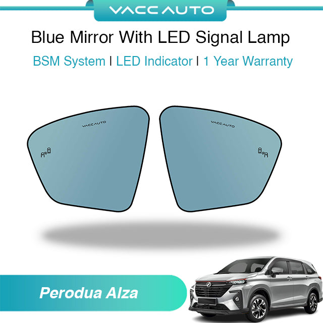Blue Mirror with Long LED Strip Accessories Perodua Alza W150 2022-2026