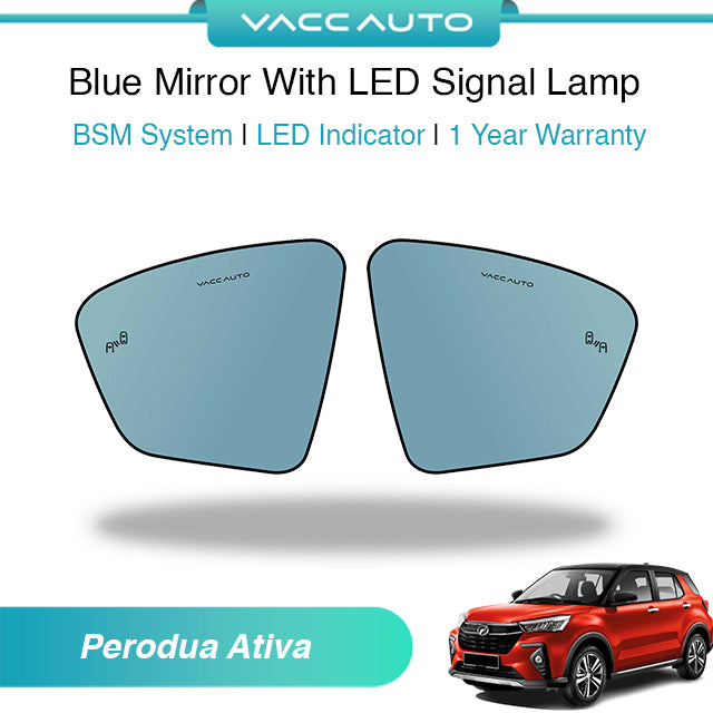 Blue Mirror with Long LED Strip Accessories Perodua Ativa A200 2021-2026