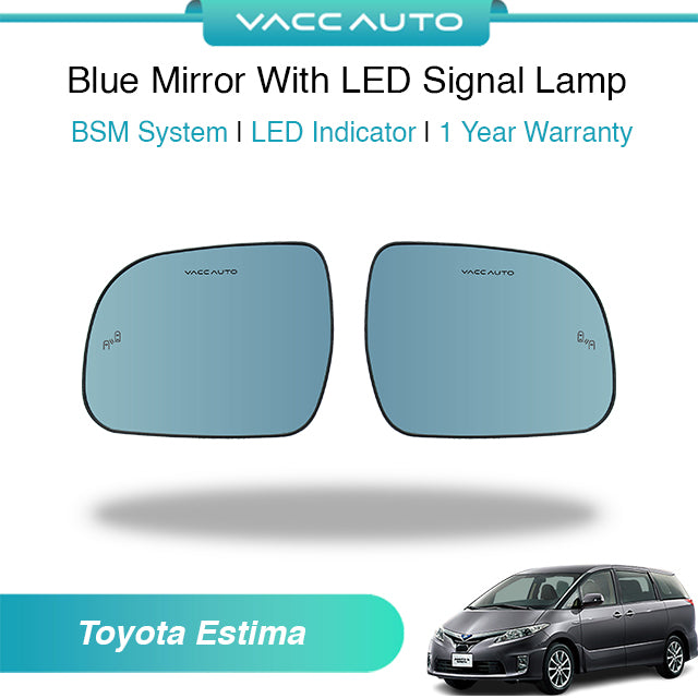 Blue Mirror with Long LED Strip Accessories Toyota Estima ACR50 ACR55 XR50 2006-2026