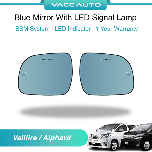 Blue Mirror with Long LED Strip Accessories Toyota Alphard Vellfire AH20 ANH20 2008-2015