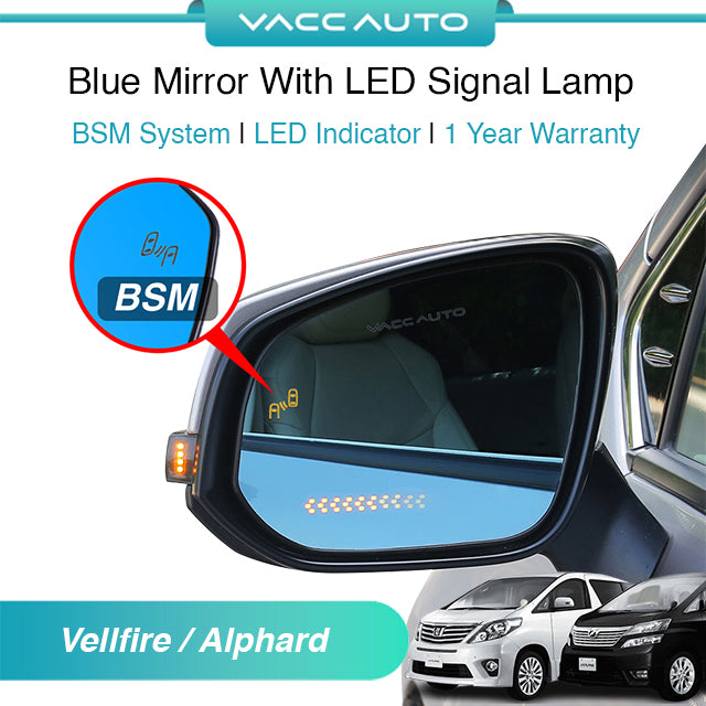 Blue Mirror with Long LED Strip Accessories Toyota Alphard Vellfire AH20 ANH20 2008-2015