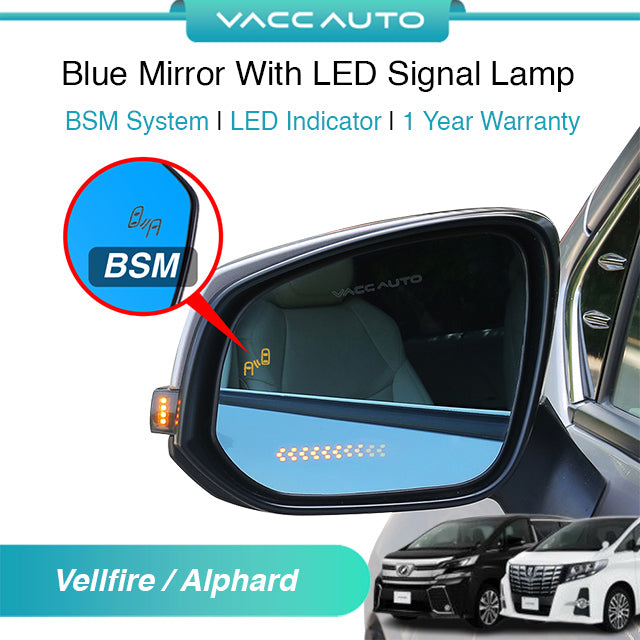 Blue Mirror with Long LED Strip Accessories Toyota Alphard Vellfire AH30 ANH30 2015-2023