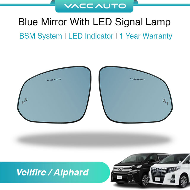 Blue Mirror with Long LED Strip Accessories Toyota Alphard Vellfire AH30 ANH30 2015-2023