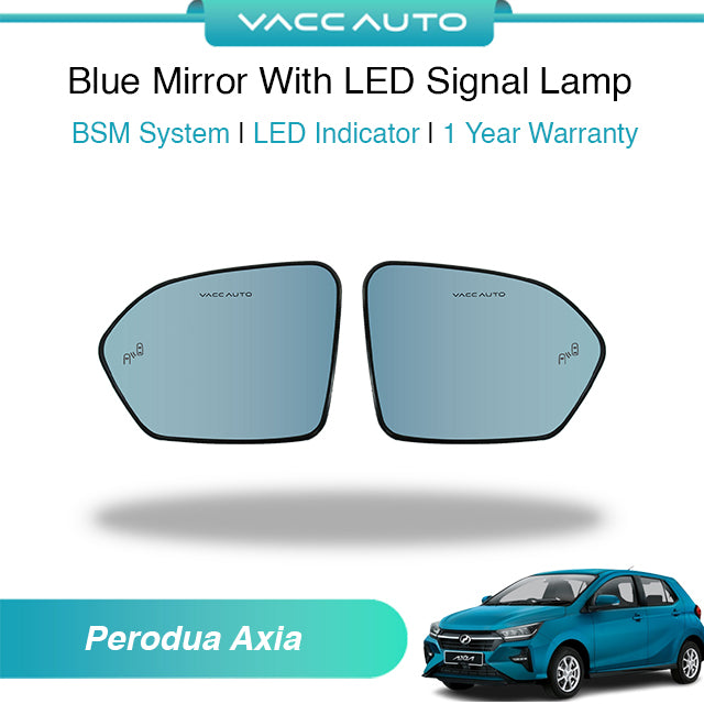 Blue Mirror with Long LED Strip Accessories Perodua Axia A300 2023-2026