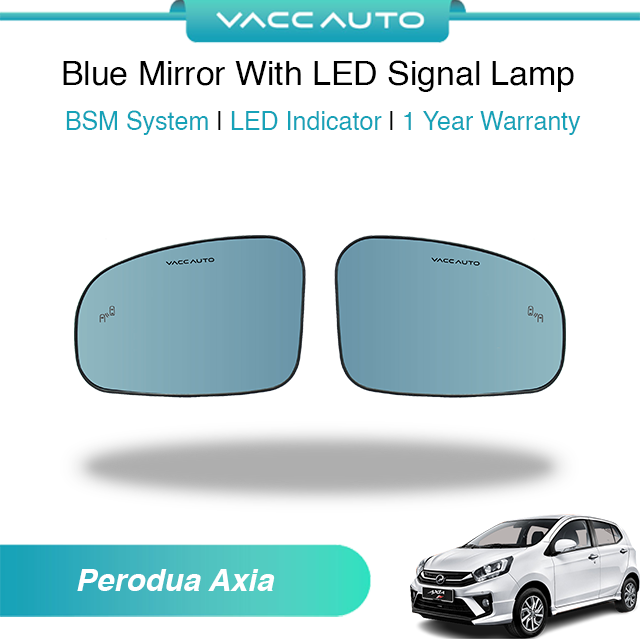 Blue Mirror with Long LED Strip Accessories Perodua Axia B200 2014-2022