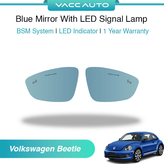 Blue Mirror with Long LED Strip Accessories Volkswagen Beetle 2012-2018