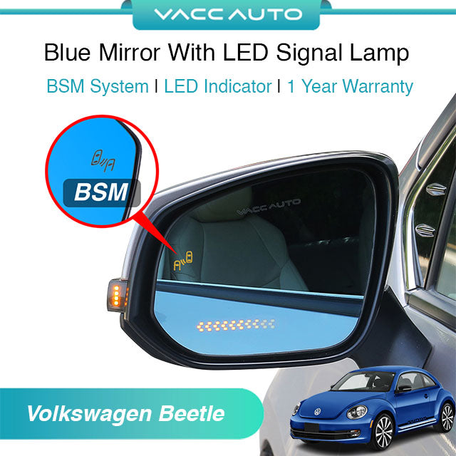 Blue Mirror with Long LED Strip Accessories Volkswagen Beetle 2012-2018