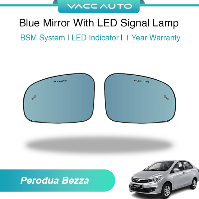 Blue Mirror with Long LED Strip Accessories Perodua Bezza 2016-2026