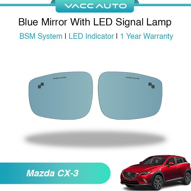 Blue Mirror with Long LED Strip Accessories Mazda CX-3 DK 2015-2026