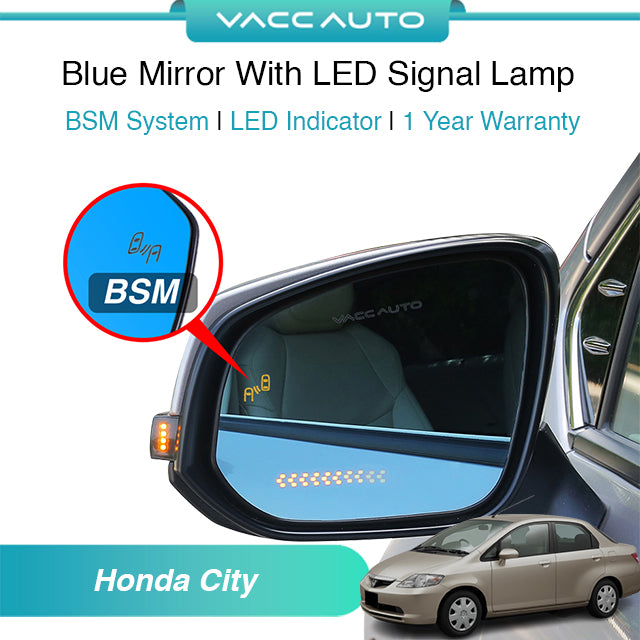 Blue Mirror with Long LED Strip Accessories Honda City ZX 2003-2007