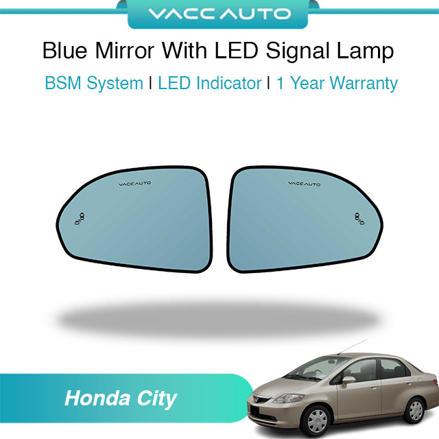 Blue Mirror with Long LED Strip Accessories Honda City ZX 2003-2007