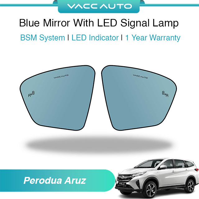 Blue Mirror with Long LED Strip Accessories Perodua Aruz D38L 2019-2026