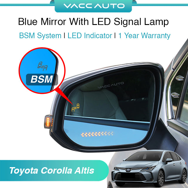 Blue Mirror with Long LED Strip Accessories Toyota Corolla Altis E210 2021-2026
