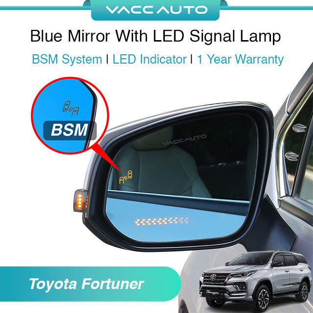 Blue Mirror with Long LED Strip Accessories Toyota Fortuner AN150 AN160 2015-2023