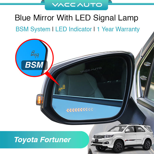 Blue Mirror with Long LED Strip Accessories Toyota Fortuner AN50 AN60 2014-2016