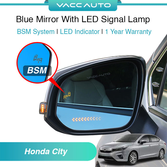 Blue Mirror with Long LED Strip Accessories Honda City GN2 2020-2026
