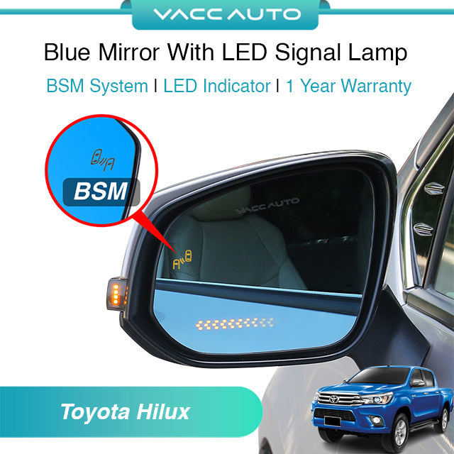 Blue Mirror with Long LED Strip Accessories Toyota Hilux AN120 AN130 2015-2023