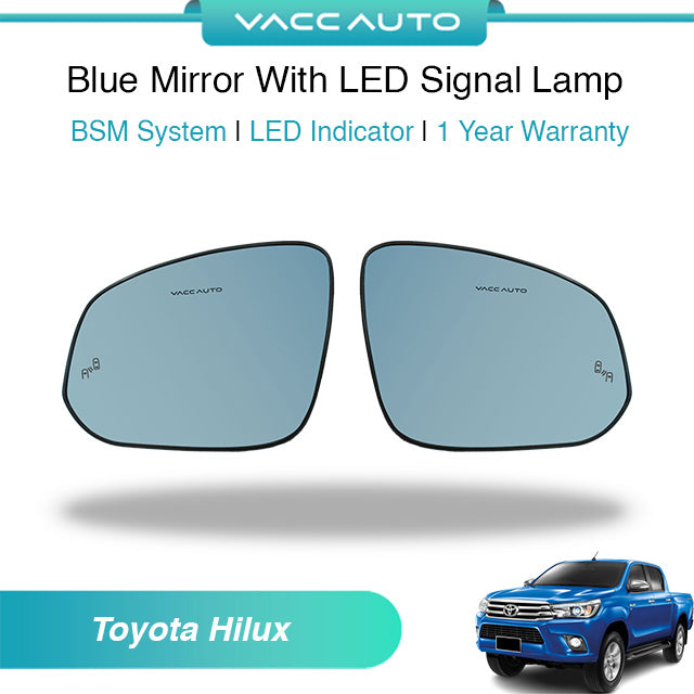 Blue Mirror with Long LED Strip Accessories Toyota Hilux AN120 AN130 2015-2023