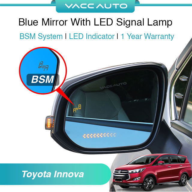 Blue Mirror with Long LED Strip Accessories Toyota Innova AN140 2015-2023