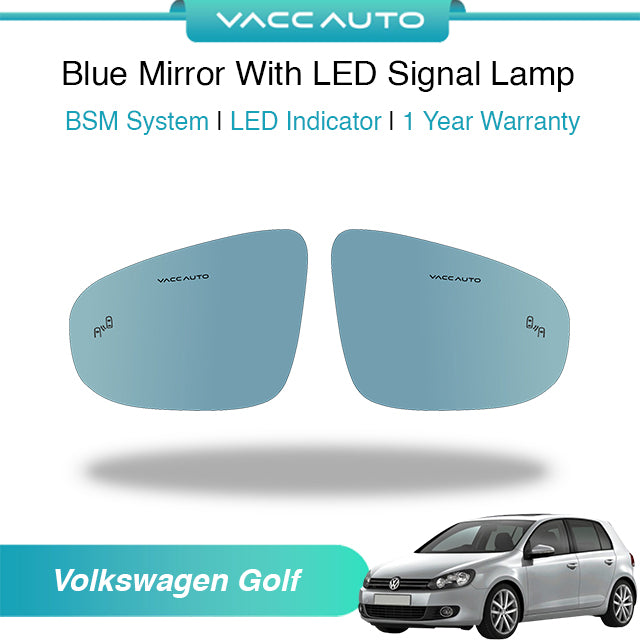 Blue Mirror with Long LED Strip Accessories Volkswagen Golf MK6 2008-2012