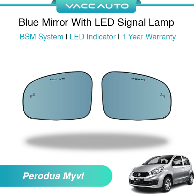 Blue Mirror with Long LED Strip Accessories Perodua Myvi M600 2011-2016